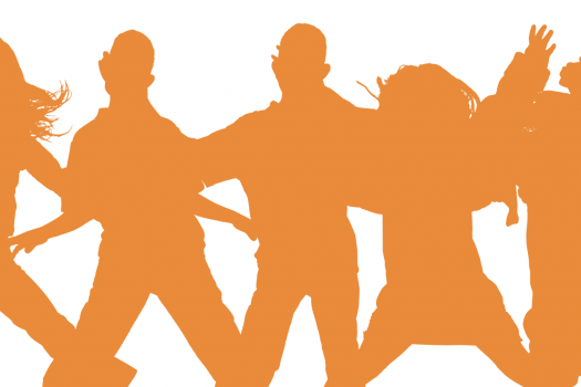 Silhouette of a group of young people