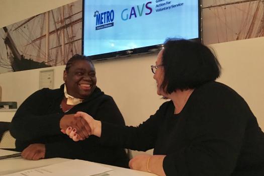 Our Vice Chair, Gwen Bryan, and GAVS' Chair, Dawn Brown, signing the Business Transfer Agreement