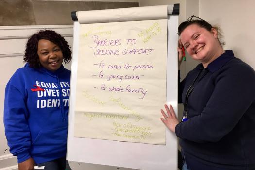 Betty from our HIV team delivering a workshop on barriers to seeking support for young people caring for someone with HIV