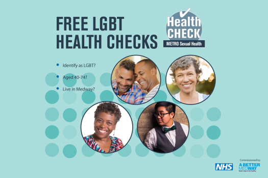 Poster advertising free LGBT health checks for people aged 40-74 in Medway