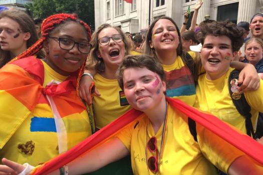 A group of our LGBTQ young people at Pride in London 2017