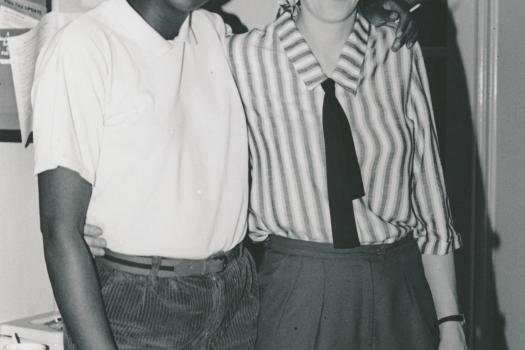 Greenwich Lesbian and Gay Centre workers Colleen Humphrey and Maggie Honey side-by-side, 1988