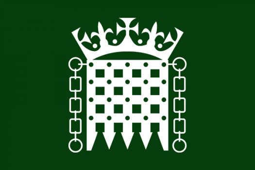 Crowned portcullis emblem used to represent the UK parliament