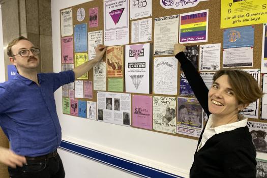 Our Chris Scales and Emma Jones putting the finishing touches to the retro-METRO noticeboard which features in the Our History exhibition that we launched alongside our documentary film premiere and website archive as part of last year's celebrations.