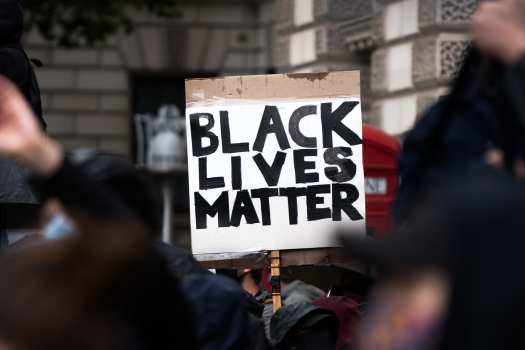 Photo to Black Lives Matter placard at protest in London