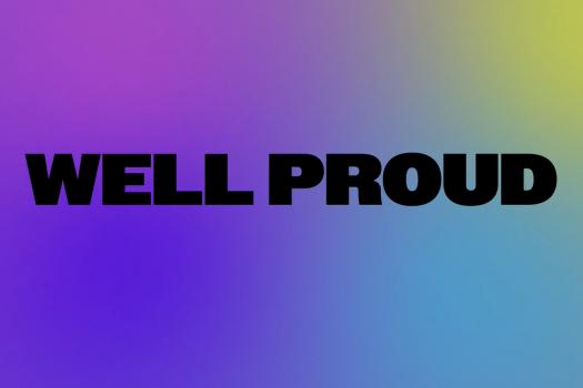 Title screen of bright colours and text reading 'Well Proud'