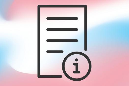 trans pride colours over an icon of a document